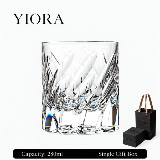 Feather Cut Crystal Whiskey Glass
