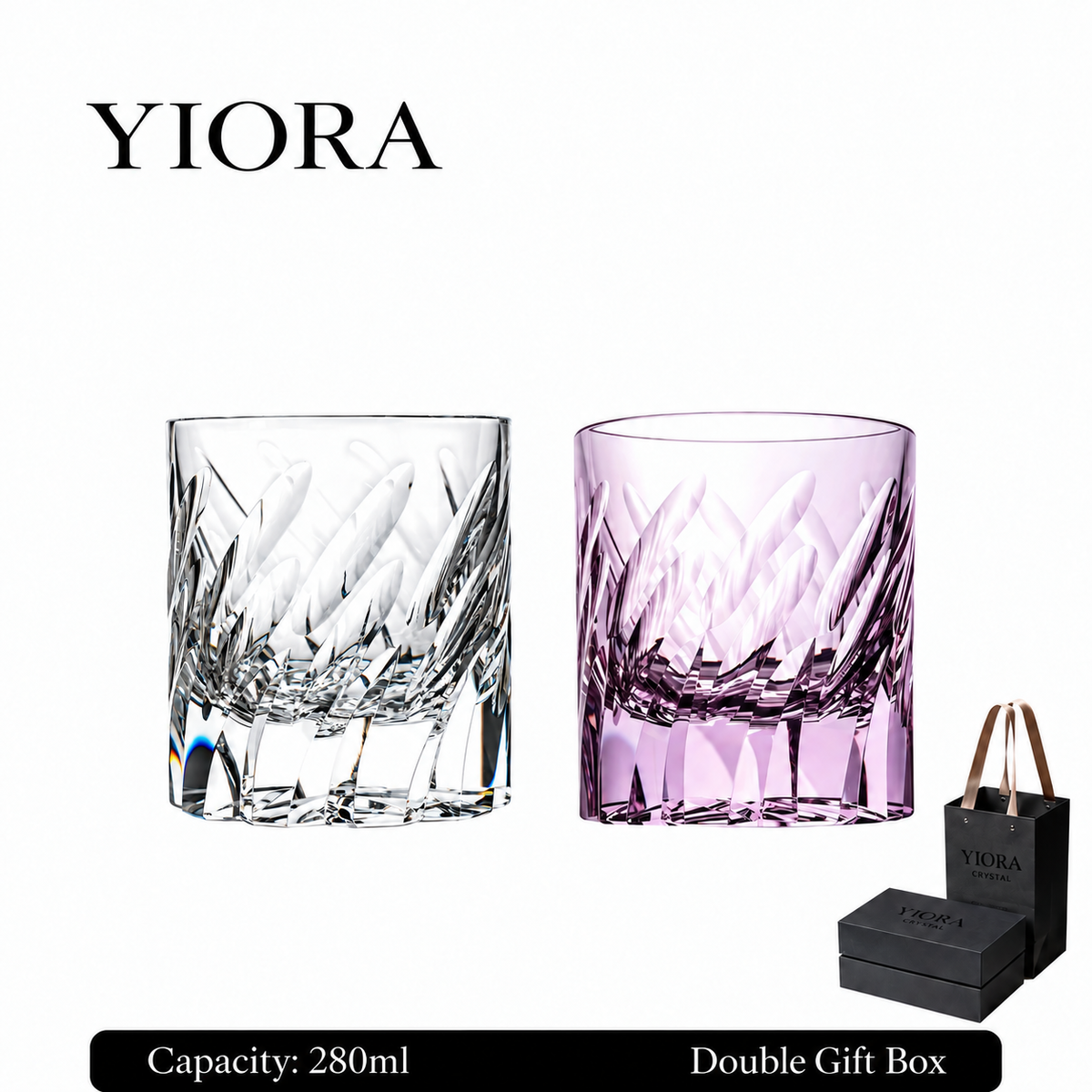 Feather Cut Crystal Whiskey Glass