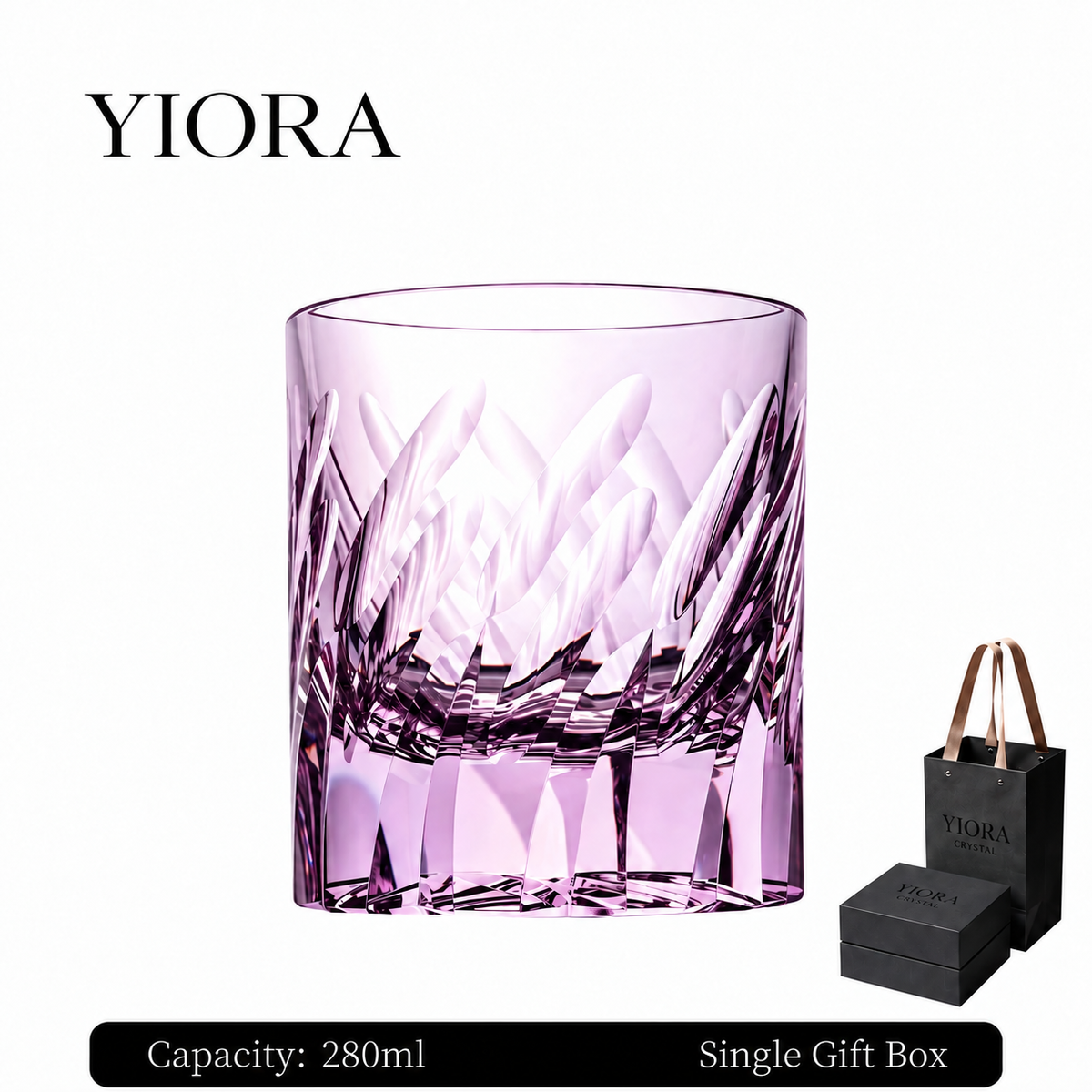 Feather Cut Crystal Whiskey Glass