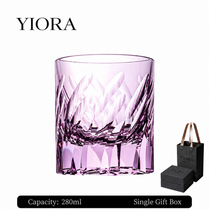 Feather Cut Crystal Whiskey Glass