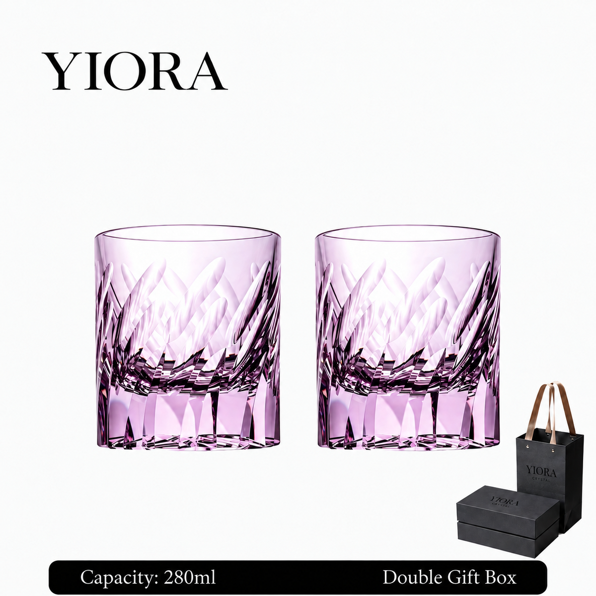 Feather Cut Crystal Whiskey Glass