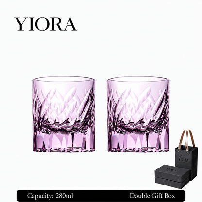 Feather Cut Crystal Whiskey Glass