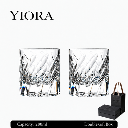 Feather Cut Crystal Whiskey Glass