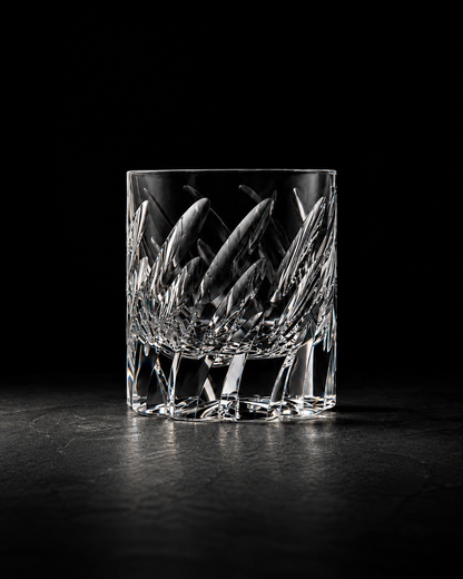 Feather Cut Crystal Whiskey Glass