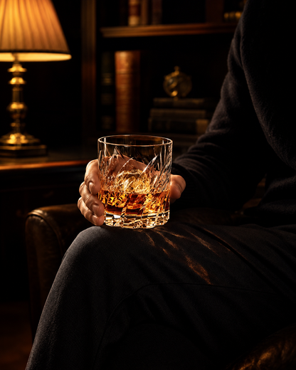Feather Cut Crystal Whiskey Glass