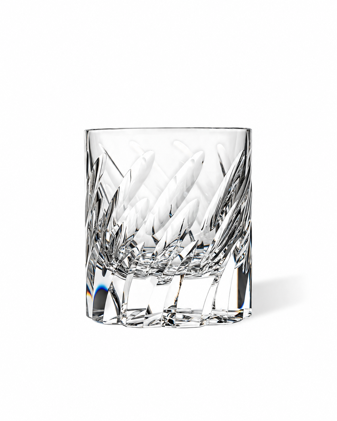 Feather Cut Crystal Whiskey Glass