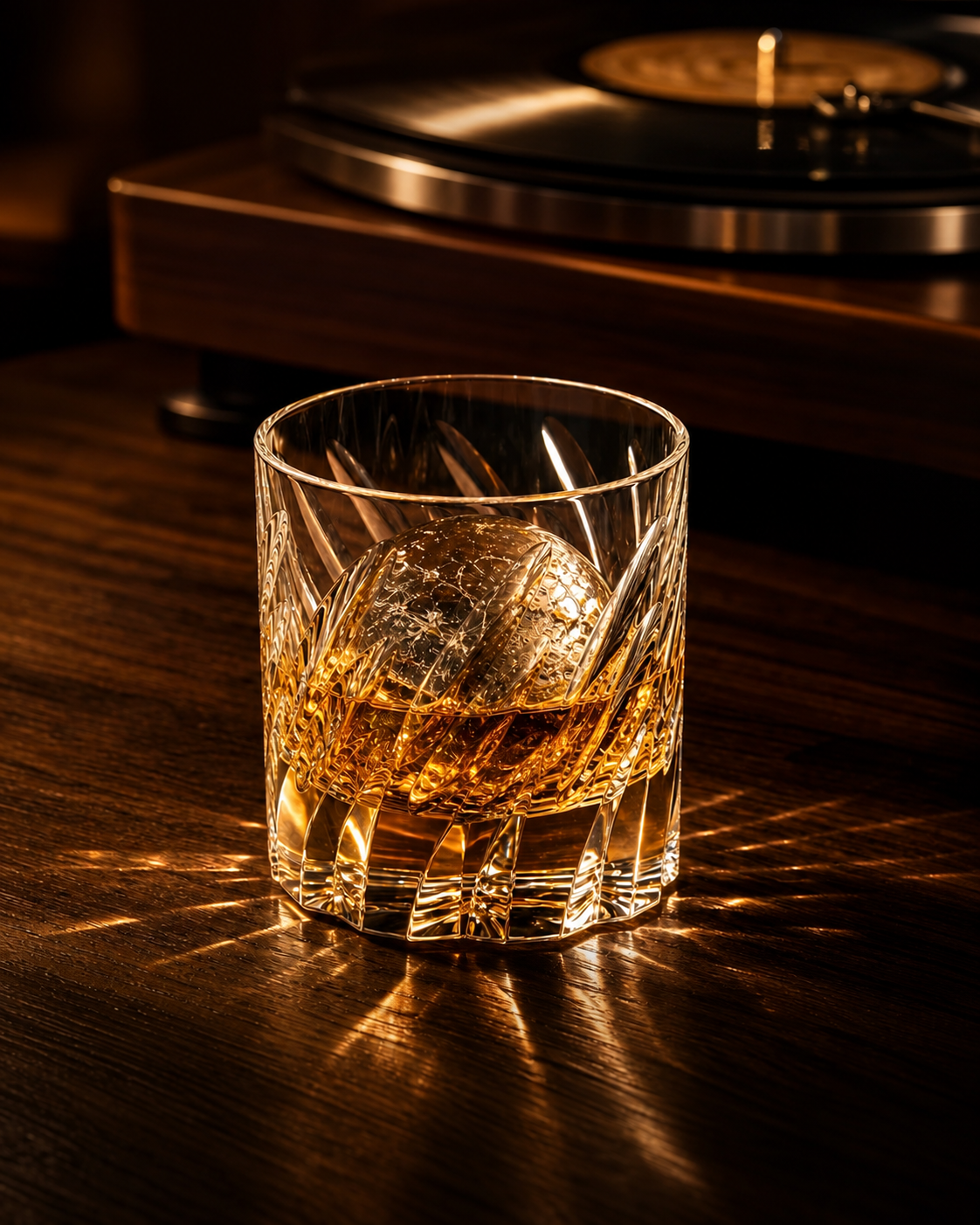 Feather Cut Crystal Whiskey Glass