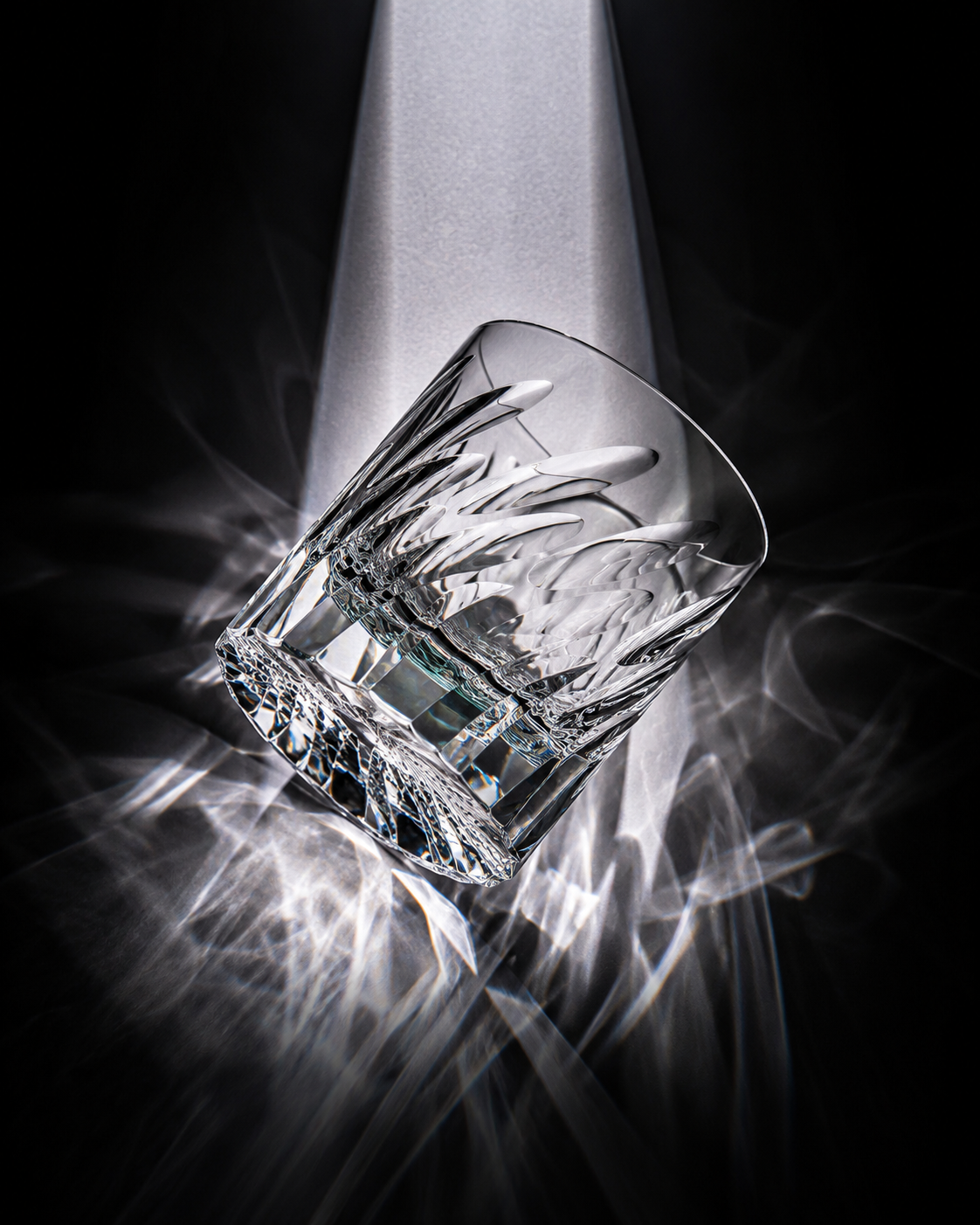 Feather Cut Crystal Whiskey Glass