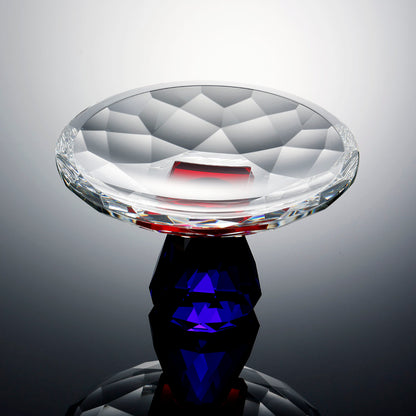 Faceted Crystal Glass Bowl Sculpture