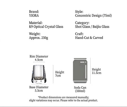 Concentric Hand-Cut K9 Crystal Spirits Glass