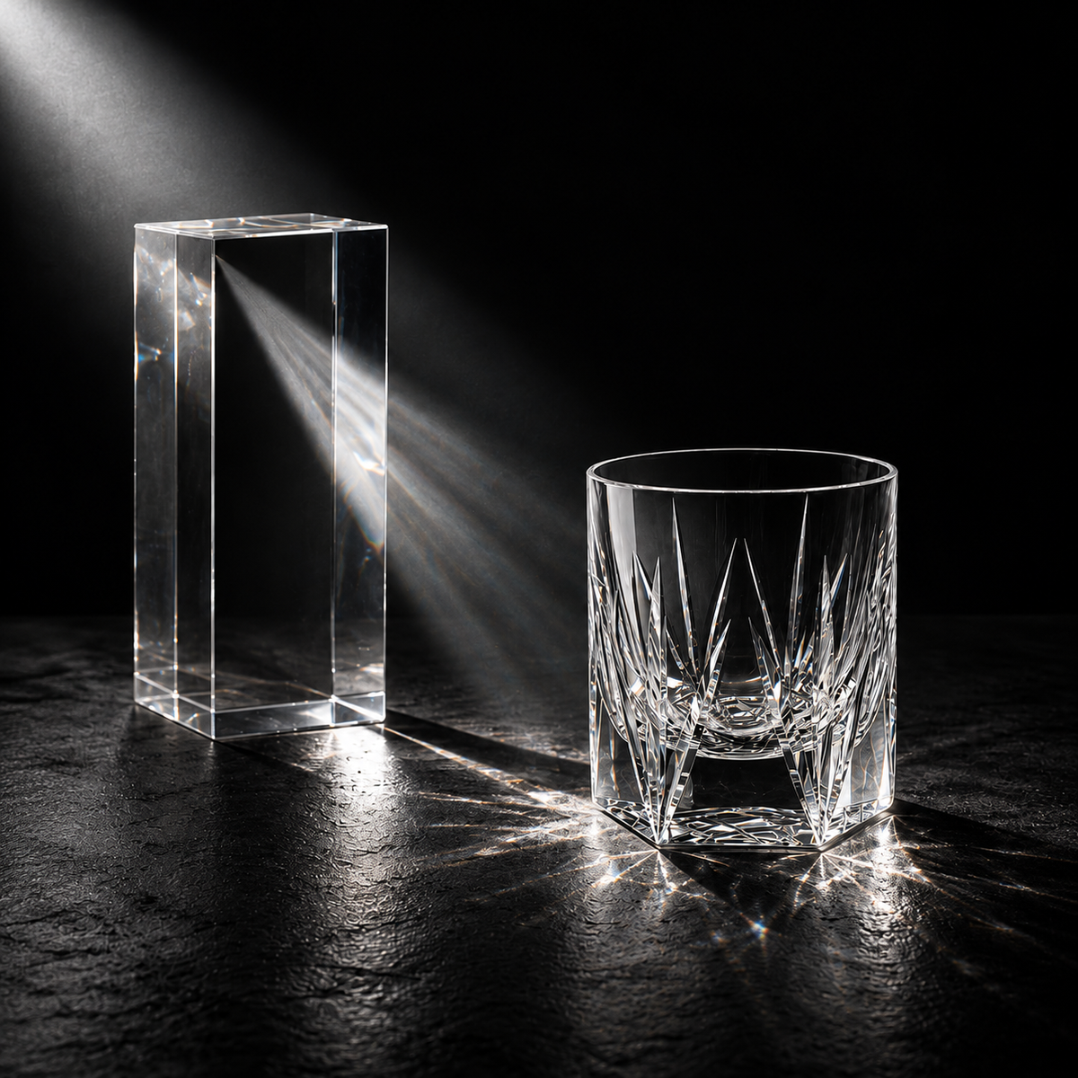 Flame Cut K9 Crystal Whiskey Glass
